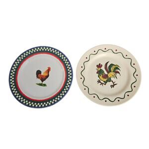 Bob Timberlake Ella's Rooster & Metlox Poppytrail Rooster Salad Plates Lot of 2